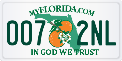 FL license plate 0072NL