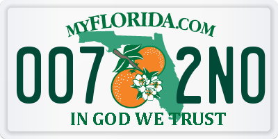 FL license plate 0072NO