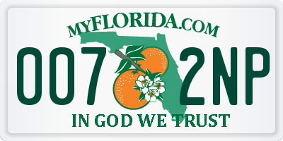 FL license plate 0072NP