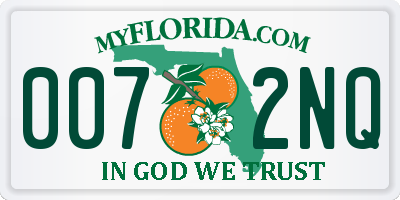 FL license plate 0072NQ