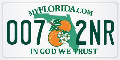 FL license plate 0072NR