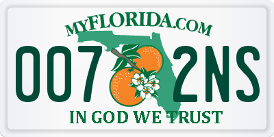 FL license plate 0072NS