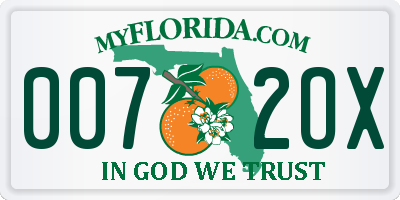 FL license plate 0072OX