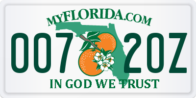 FL license plate 0072OZ