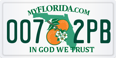 FL license plate 0072PB
