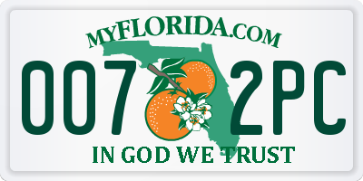 FL license plate 0072PC