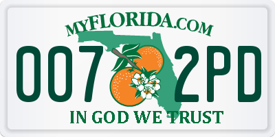 FL license plate 0072PD