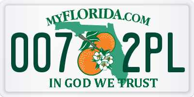 FL license plate 0072PL