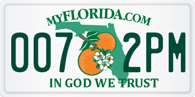 FL license plate 0072PM