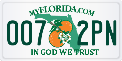 FL license plate 0072PN