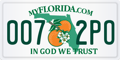 FL license plate 0072PO