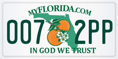 FL license plate 0072PP