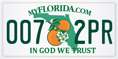 FL license plate 0072PR