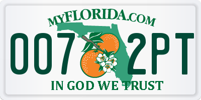 FL license plate 0072PT