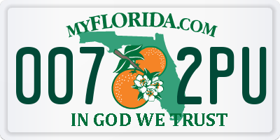 FL license plate 0072PU