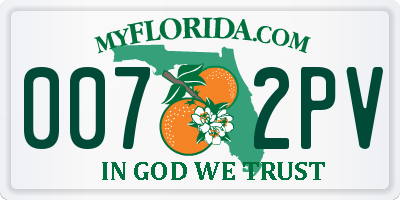 FL license plate 0072PV