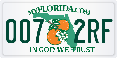 FL license plate 0072RF