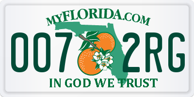 FL license plate 0072RG