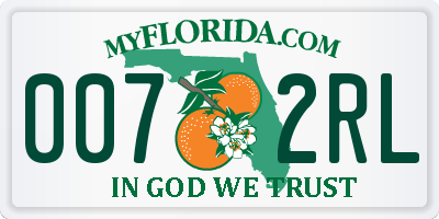 FL license plate 0072RL