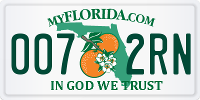 FL license plate 0072RN