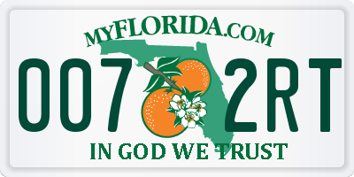 FL license plate 0072RT