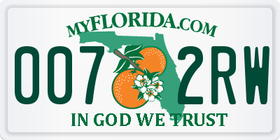 FL license plate 0072RW
