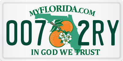 FL license plate 0072RY