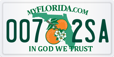 FL license plate 0072SA