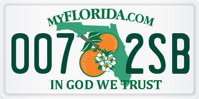 FL license plate 0072SB