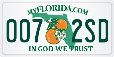 FL license plate 0072SD