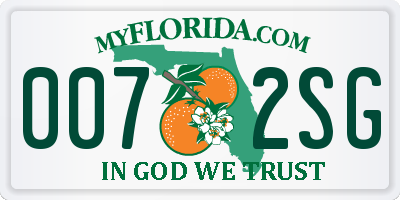 FL license plate 0072SG