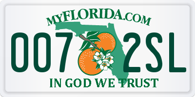 FL license plate 0072SL