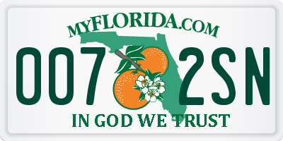 FL license plate 0072SN