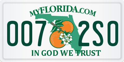 FL license plate 0072SO