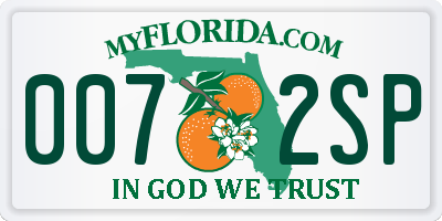 FL license plate 0072SP