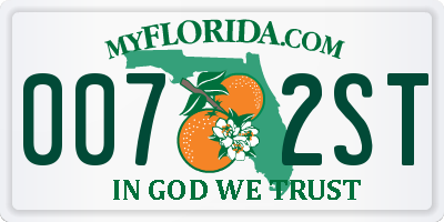 FL license plate 0072ST