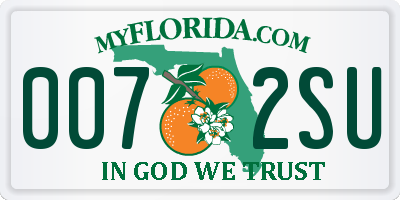 FL license plate 0072SU