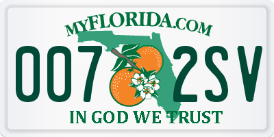 FL license plate 0072SV