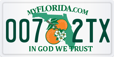 FL license plate 0072TX