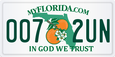 FL license plate 0072UN