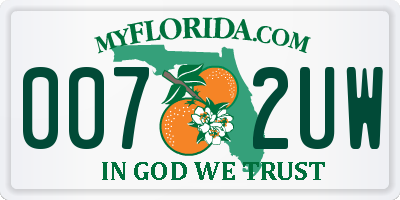 FL license plate 0072UW