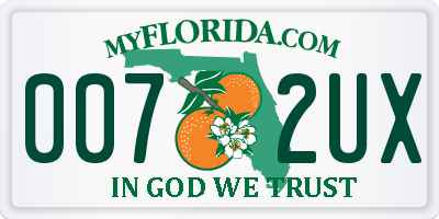 FL license plate 0072UX