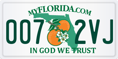 FL license plate 0072VJ