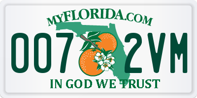 FL license plate 0072VM