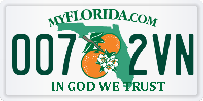 FL license plate 0072VN