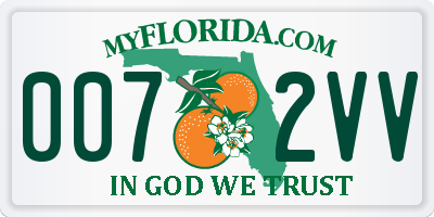 FL license plate 0072VV