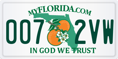 FL license plate 0072VW