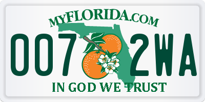 FL license plate 0072WA