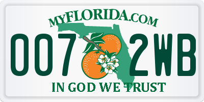 FL license plate 0072WB