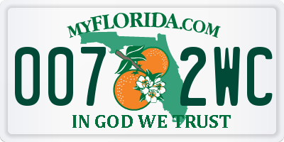 FL license plate 0072WC